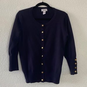 Navy Cardigan with Brass Buttons